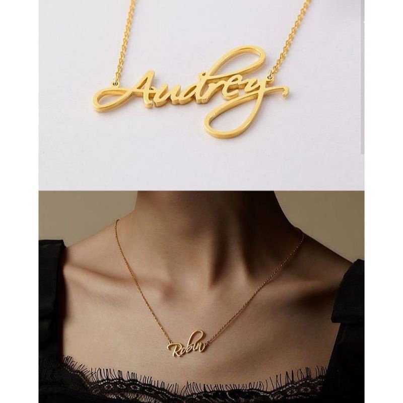 Kalung Nama Lapis Emas