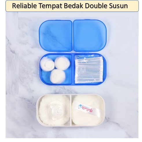 Reliable Tempat Bedak Bayi Double Susun Reliable RTB10400 Free Cotton Ball + Cotton Bud