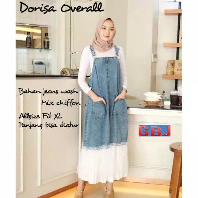 LALA OVERALL JEANS WASH SNOW || SUSPENDER DAPAT DIATUR/ GBM