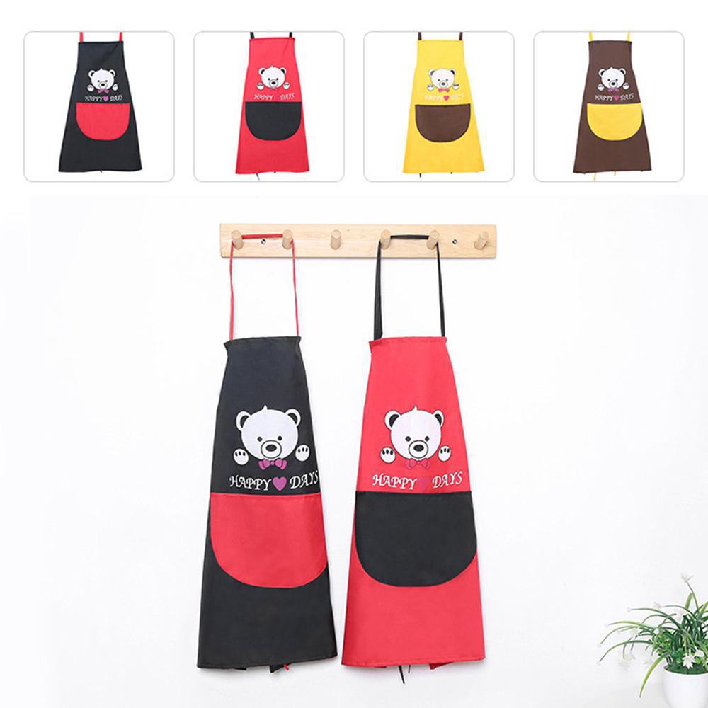 Grosir - H666 Apron Waterproof Bear Happy Day Waterproof / Celemek Dapur Waterproof / Apron Masak