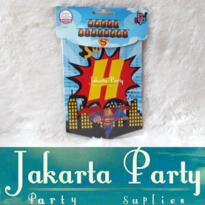 Banner HBD Superman / Bunting Flag Karakter Superman / Party Flag