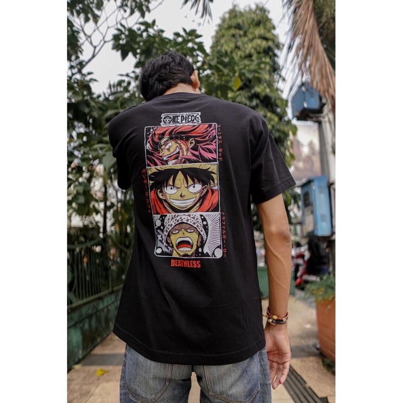 kaos one piece anime monkey D luffy hitam