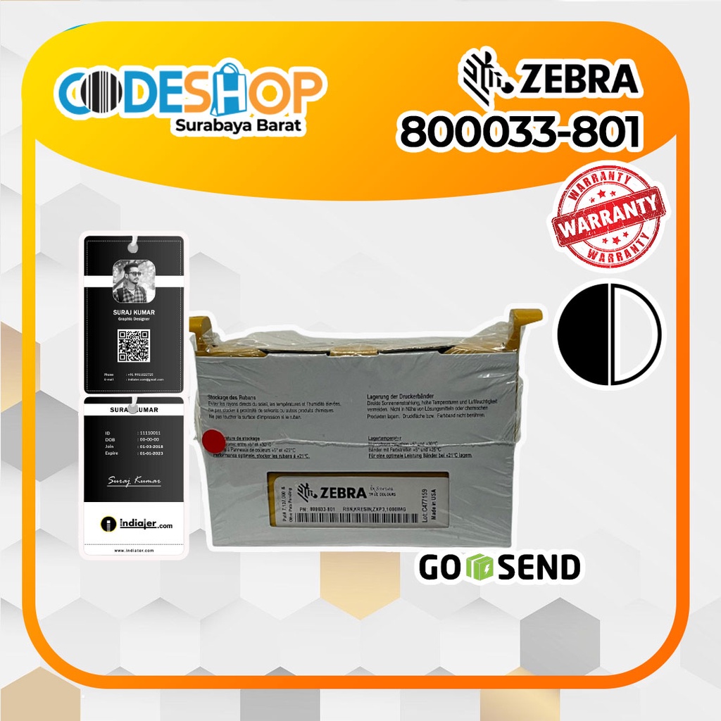 Tinta Printer Id Card ZEBRA ZXP SERIES 3 ZXP3 - 800033-801