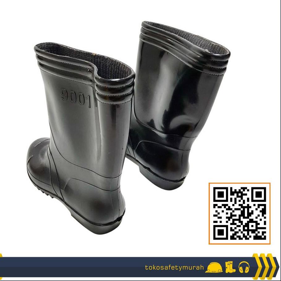 Sepatu boot bot Jeep pria wanita pendek hitam proyek karet anti air