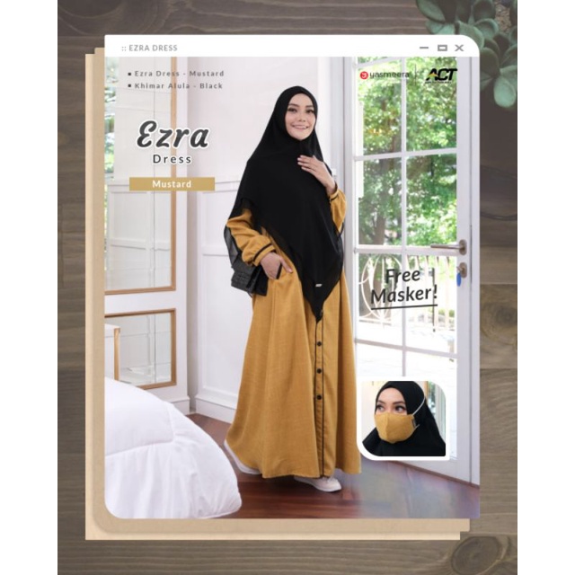 Ezra Dress by Yasmeera // Gamis katun linen mix toyobo // Mustard