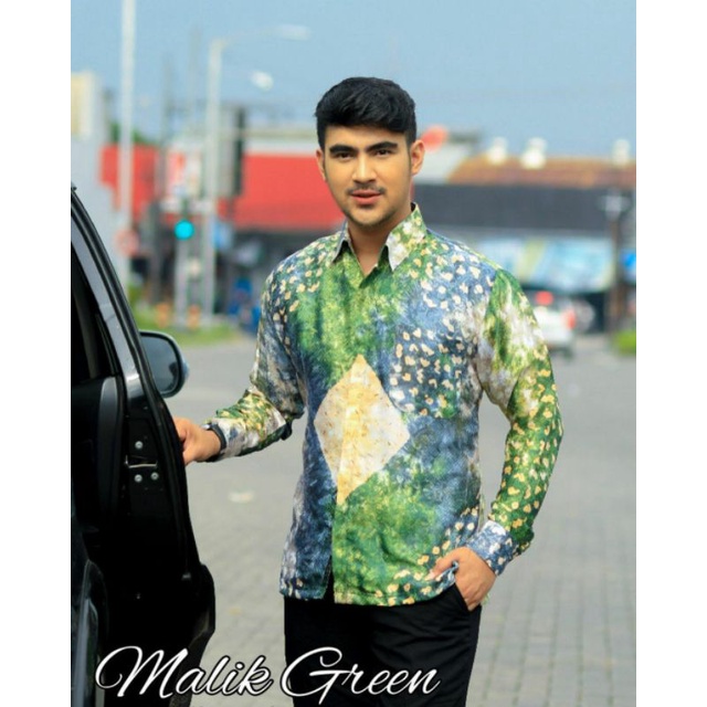 BATIK KODE MALIK GREEN | LONTARA | Kemeja Batik Pria By BATIK LANANG - Kemeja Pria Lengan Panjang