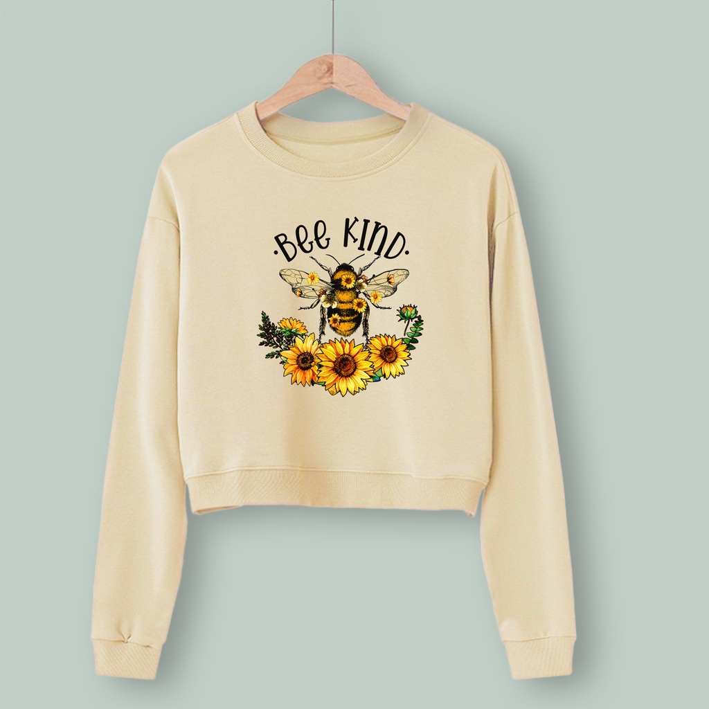 Sweater croope wanita BEE KIND baju crop cewek murah