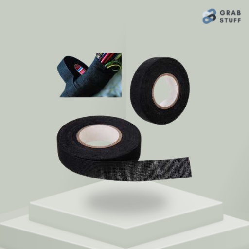 Lakban Kabel Listrik Adhesive Cloth Wiring Tape 19mm / Perekat Kabel Listrik Isolasi Kabel Lakban Tahan Panas / Isolasi Listrik Solatip Listrik Solasi Kabel Kecil Hitam Tahan Air / Lakban Solatip Isolasi Perekat Tahan Panas Heat Resistant Adhesive 19mm