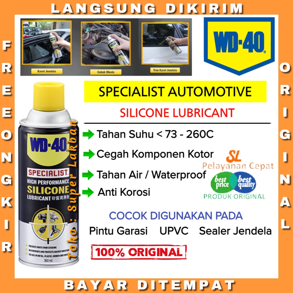 WD40 High Performance Silicone Lubricant Mencegah Karat Mobil Motor Power Window Karet Jendela