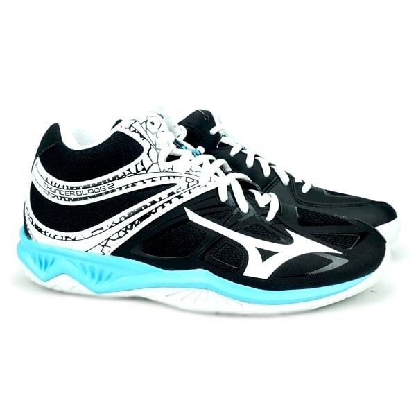 Sepatu Volley Mizuno Thunder Blade 2 MID - Black/White/Blue