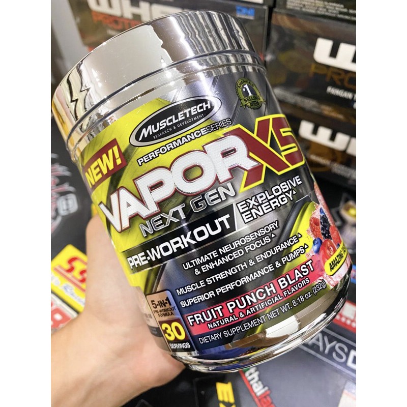 VAPOR X5 X 5 NEXT GEN MUSCLETECH 30 SERVING PWO 30 SERV PRE WORKOUT RASA FRUITPUNCH