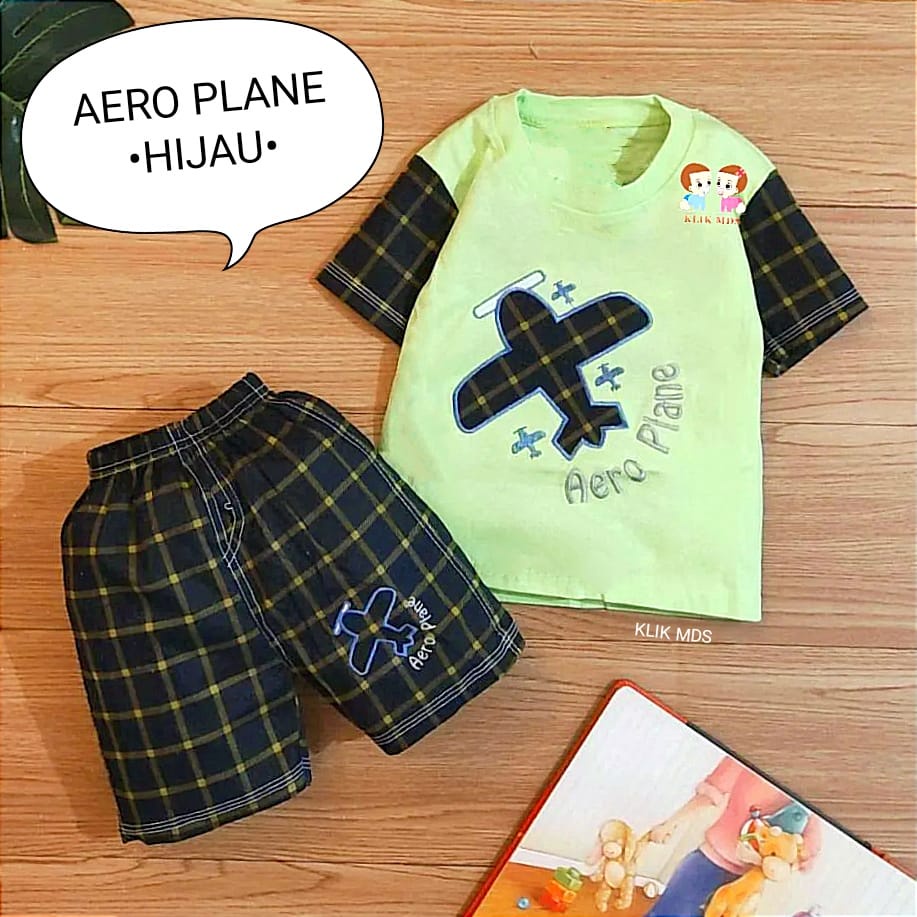 Setelan Anak - Baju Bayi Laki-laki  Motif Airplane  Estimasi Usia 3-12 Bulan Bahan Kaos Katun