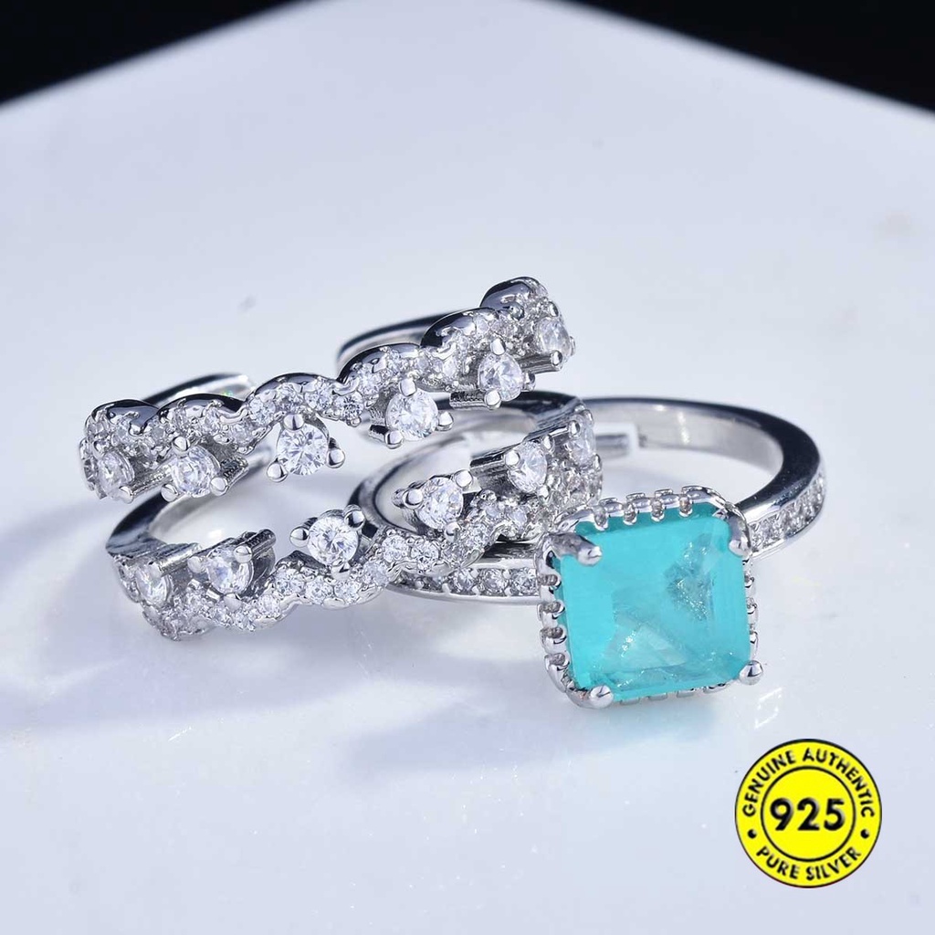 Cincin Open Ring Adjustable Hias Batu Permata Imitasi Mewah Multi Warna Untuk Wanita