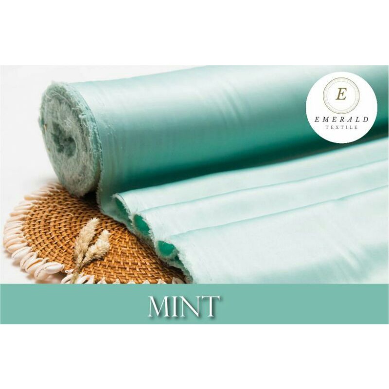 ( BUKAN HIJAB ) SETENGAH METER Kain Satin Velvet Roberto Cavalli Silk Premium - Mint/Hijau Wardah ( HARGA PER 50cm KAIN )