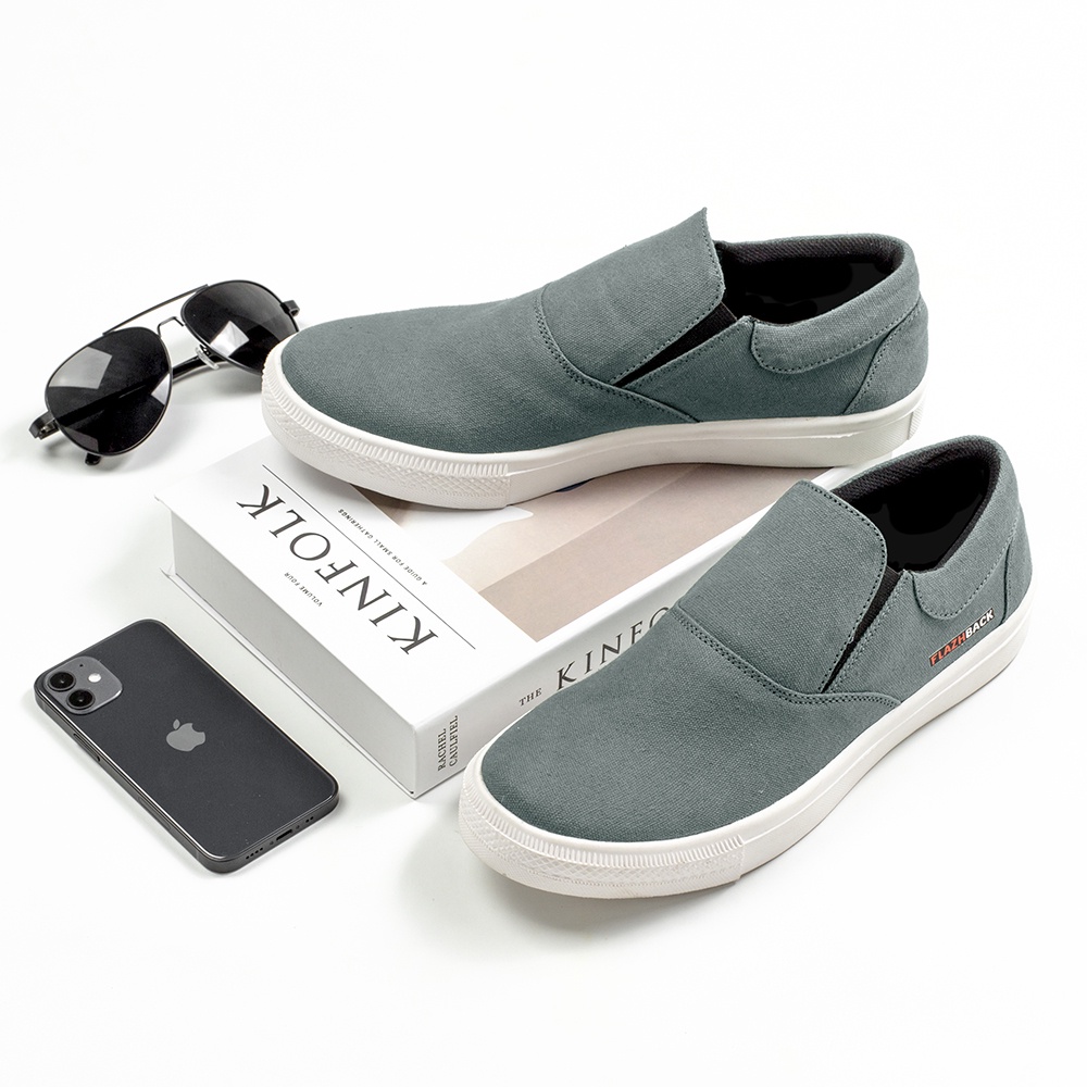 OWL GREY |ManNeedMe x FLAZHBACK| Sepatu Sneakers Pria Casual Slip On Kanvas ORIGINAL