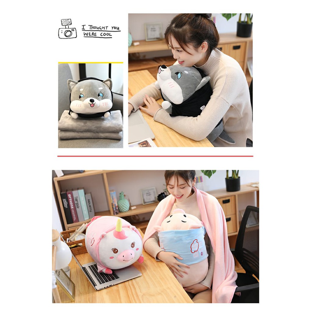 Balmut Bantal Selimut Boneka Unicorn Balmut Piggy Lucu Bahan Plush