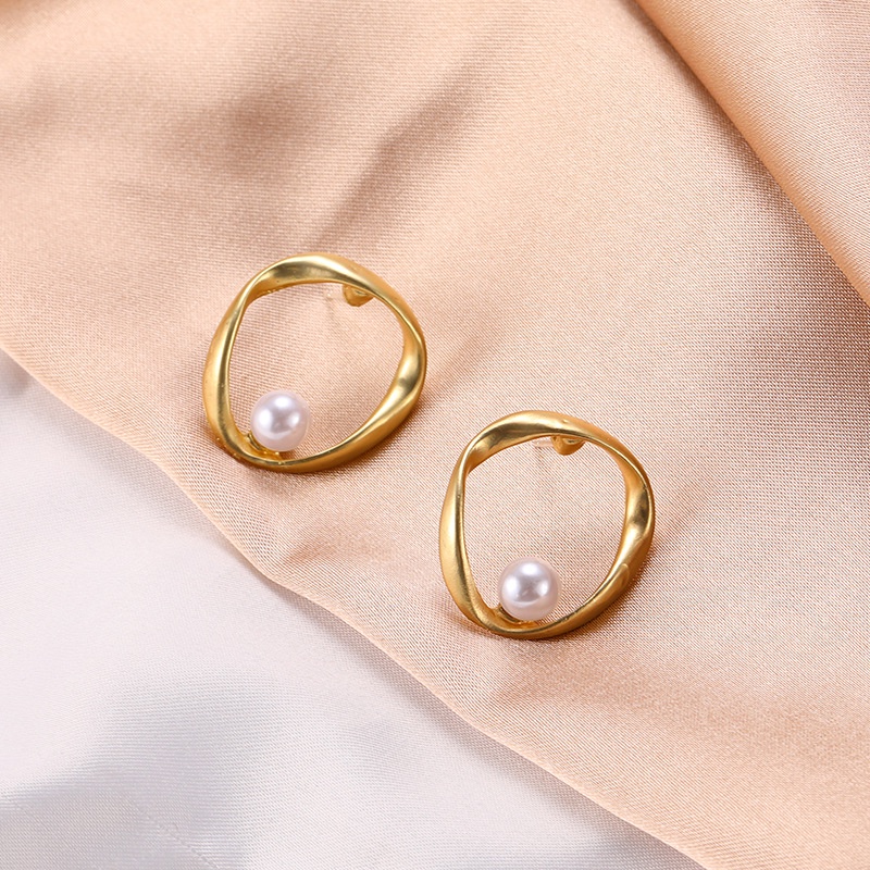 Sterling silver jarum matte mutiara anting-anting Korea Dongdaemun anting-anting sederhana temperame