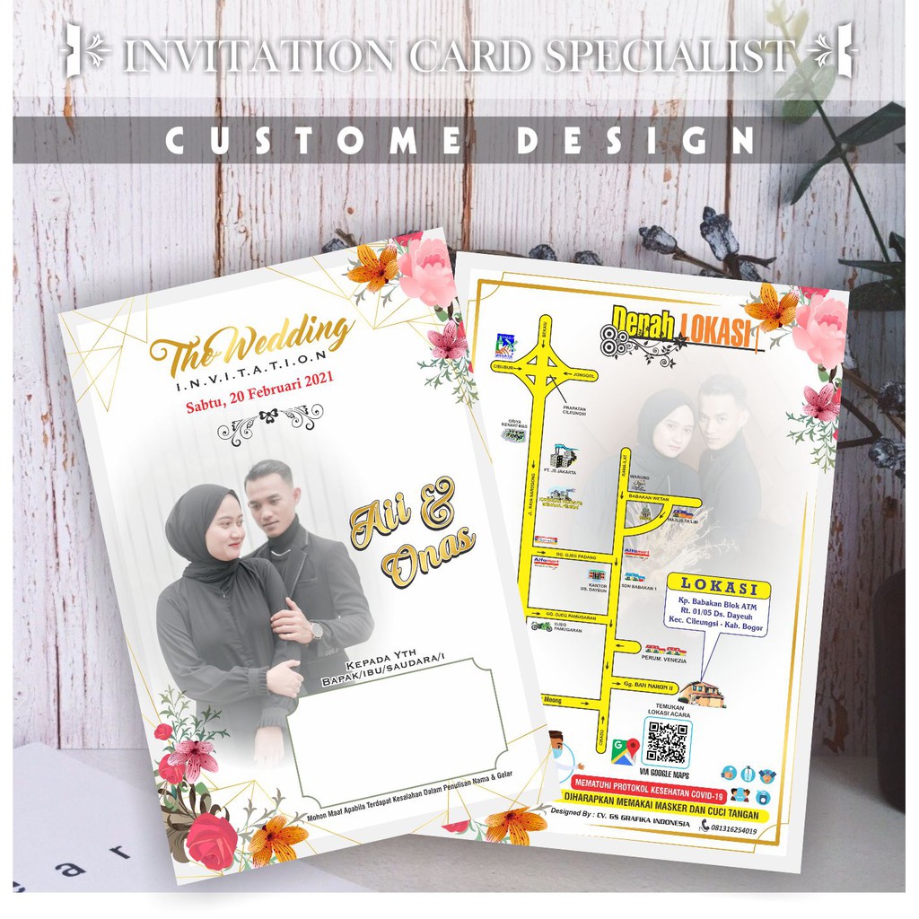 UNDANGAN PERNIKAHAN FOTO PREWEDDING CUSTOME DESIGN