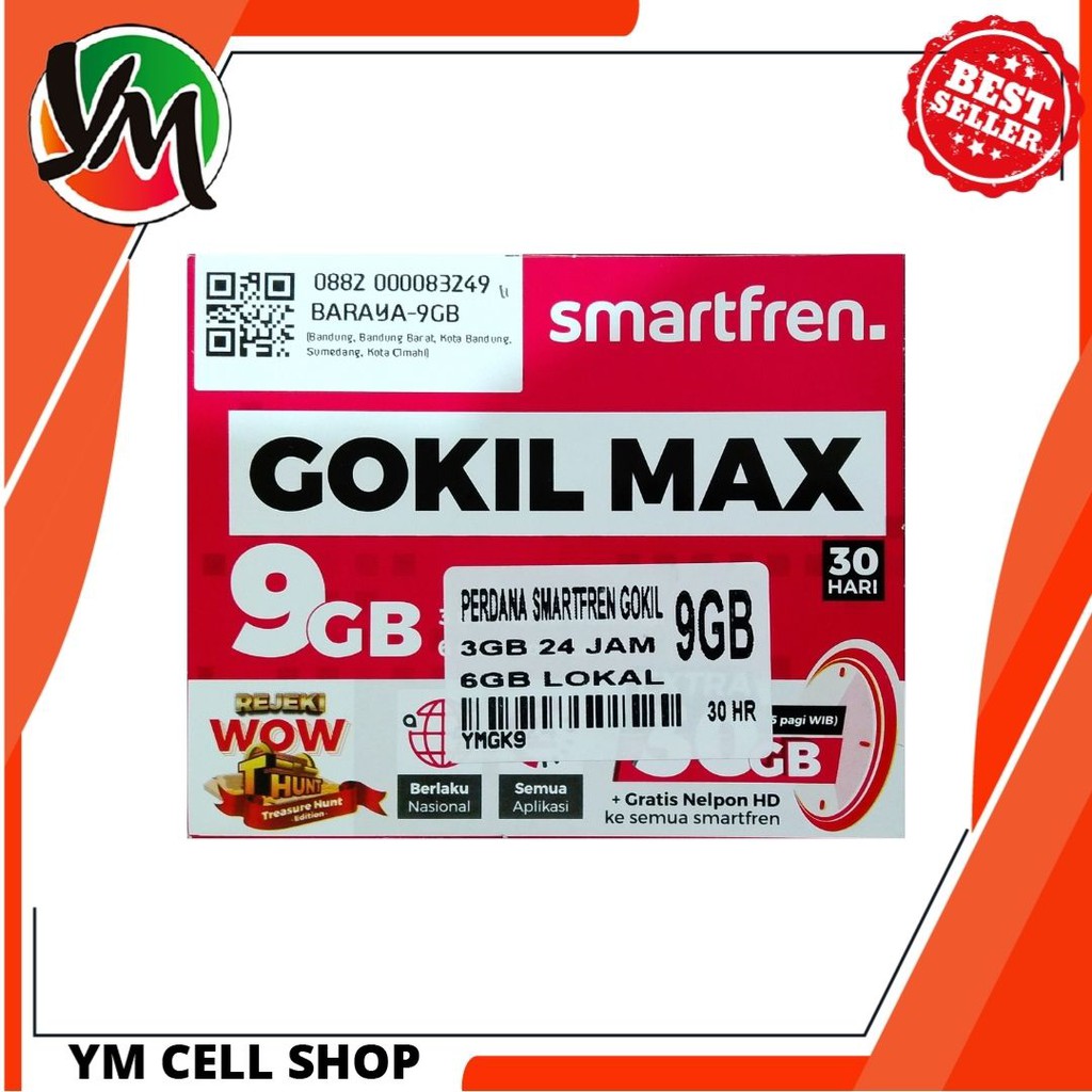 KARTU PERDANA KUOTA INTERNET SMARTFREN GOKIL MAX 9GB