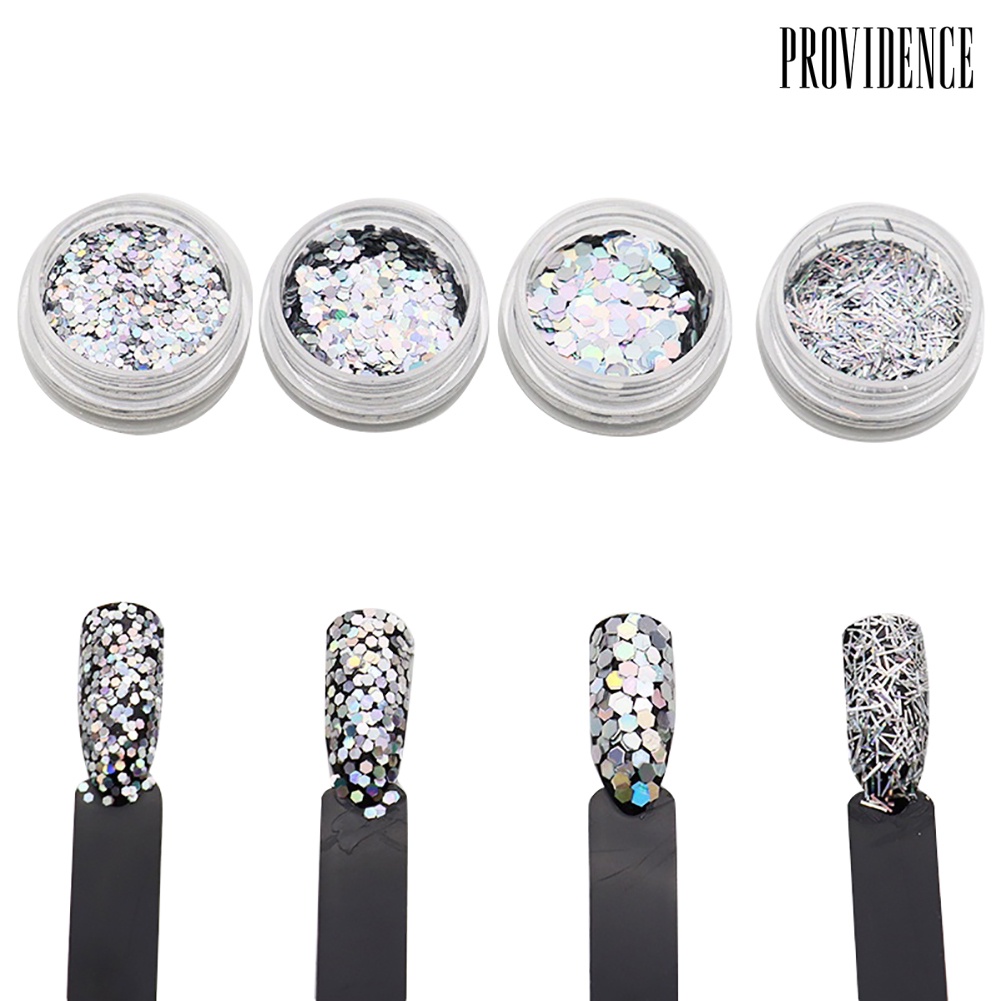 Providence 4 Kotak Payet Glitter Heksagonal Untuk Dekorasi Nail Artmanicure Diy