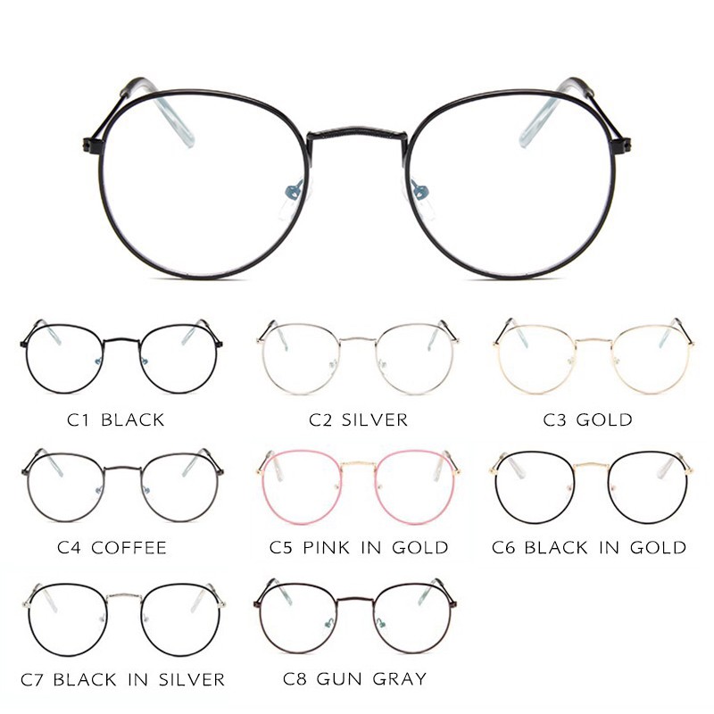 rowling(14-3)Kacamata Lensa Rangka Transparan Retro Vintage Metal Frame Eyeglasses Kacamata Fashion