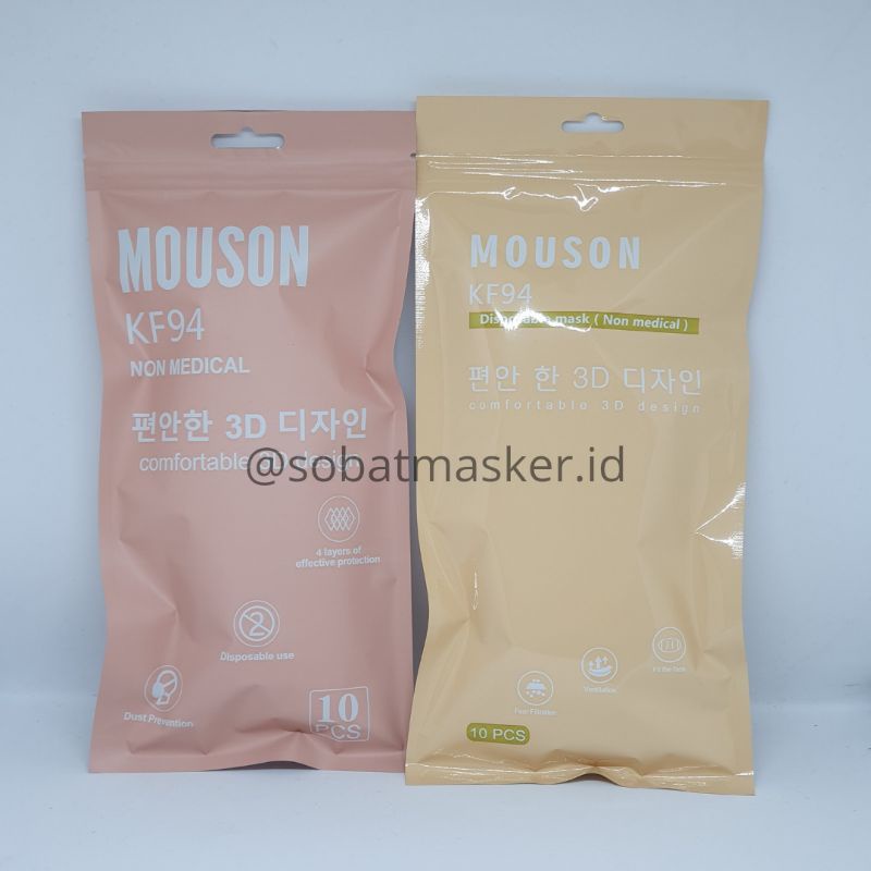 Masker KF94 Mouson Baby Pink, Pink, Orange & Light Orange