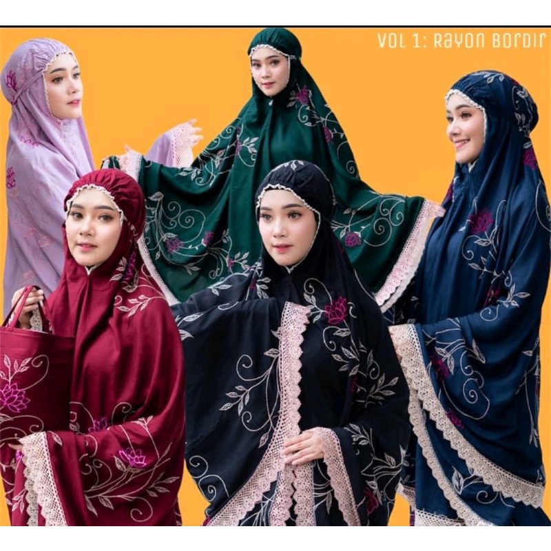 mukena lady embroidery/mukena gracella/mukena rayon bordir/mukena rayon/mukena bordir/mukena dewasa/