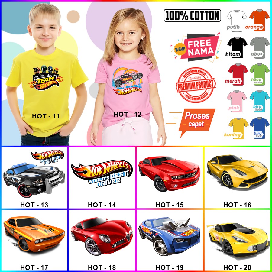 Kaos Ulang Tahun Hot Wheels HotWhels ULTAH COUPLE ANAK DAN DEWASA