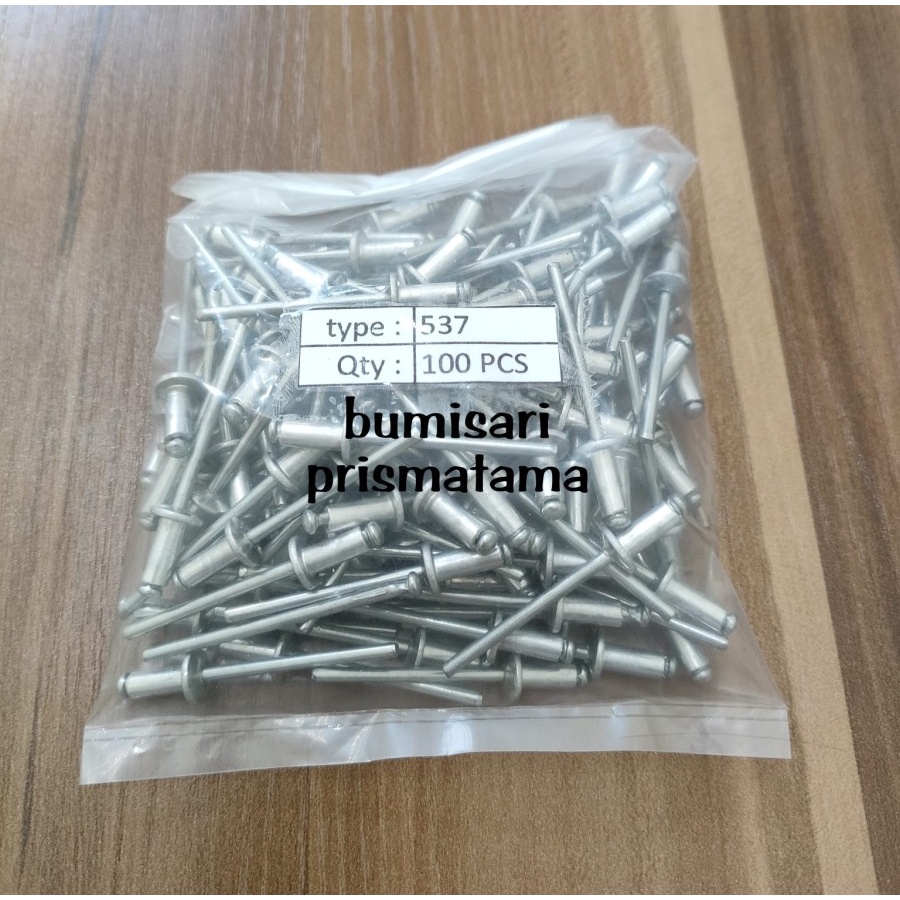 Paku Rivet Alumunium 537 (4 x 9,5 mm) - Per pack isi 100