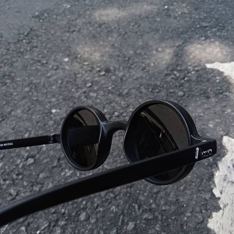 [] Kacamata Bulat Hitam Pria Wanita Kacamata Jhon Lennon | HITAM DOFF-2