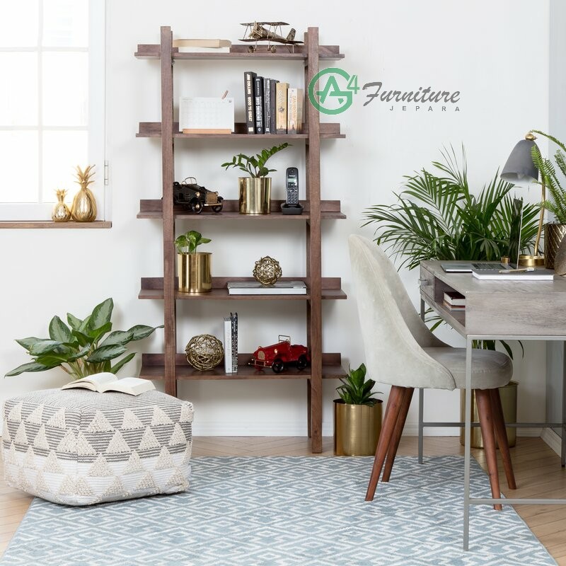 Rak Buku Unik Aramazt Etagere - Kayu Jati