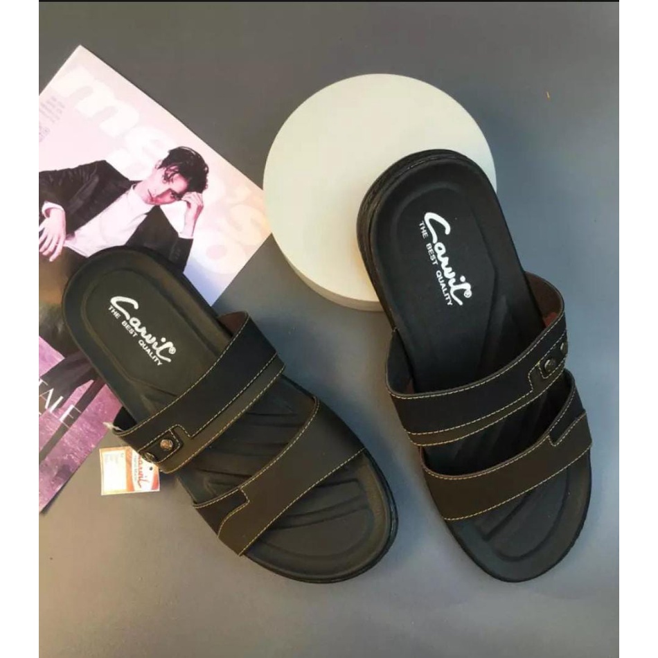 Sandal Pria New Design/Sandal Casual/Sandal Jepit/Sandal Slop/Carvil Coklat