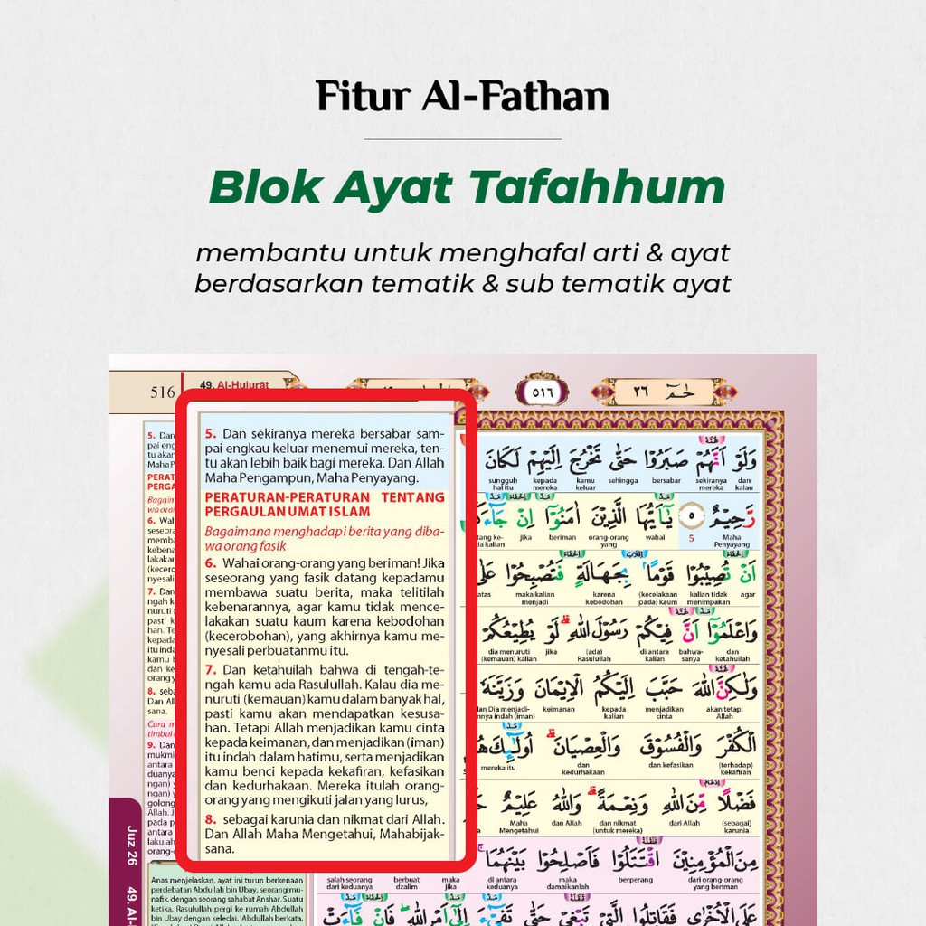 Al-Quran Al-Fathan A5 METODE TAFAHHUM - Menghafal dan Paham Arti Penerbit Alfatih Quran