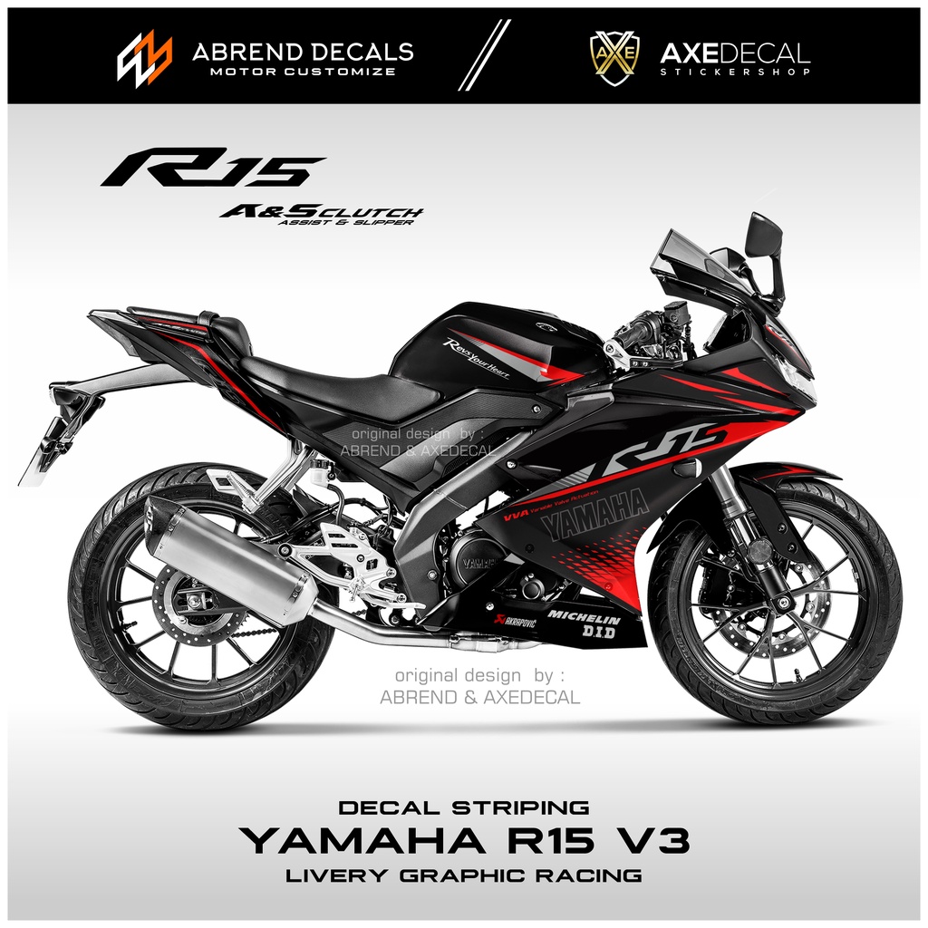 DECAL STRIPING R15 V3 GRAPHIC ORI CUSTOM / STIKER MOTOR YAMAHA R15 V3 VARIASI / STOCK DECALS