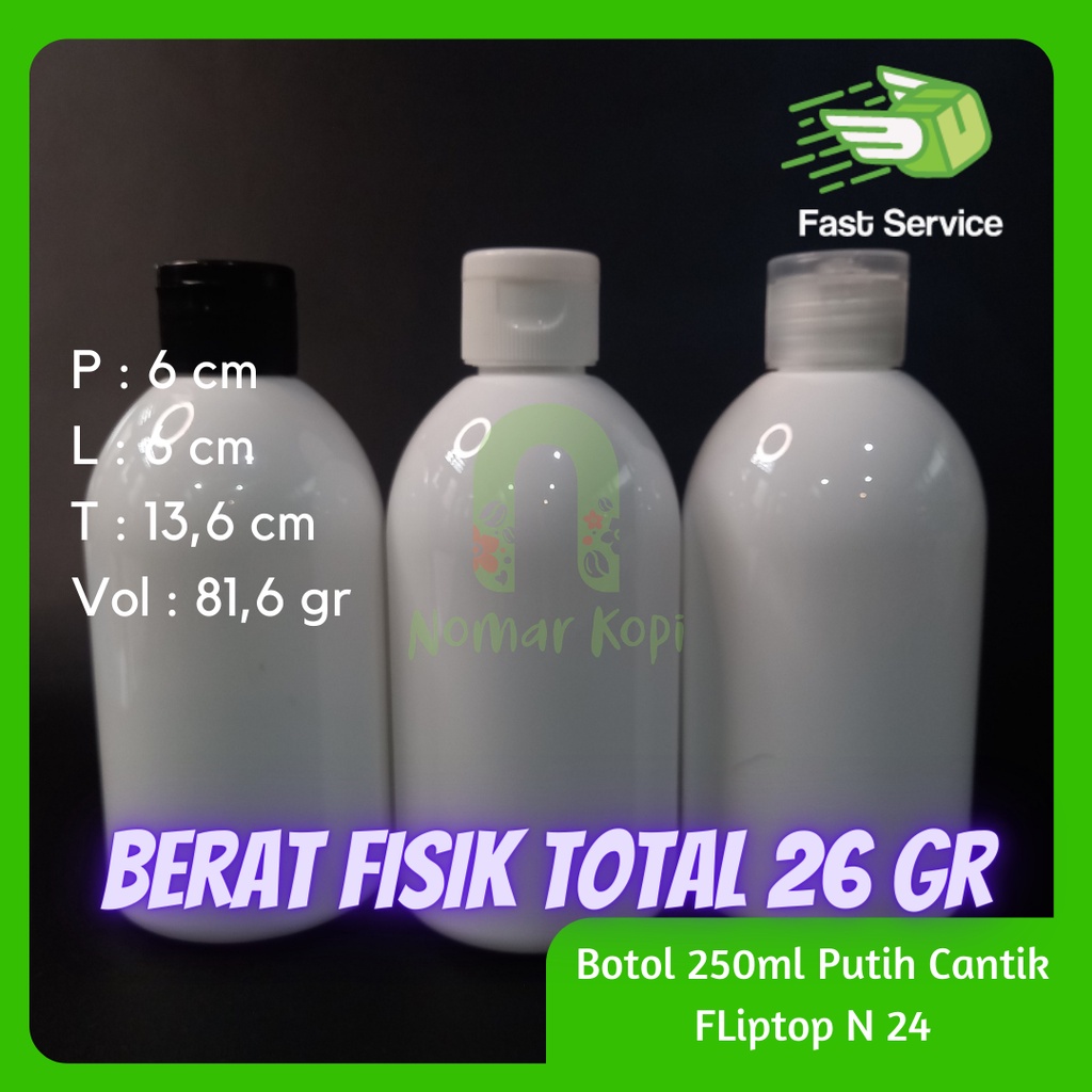 BOTOL PET 250ml  HITAM  FLIPTOP 2200TEBAL KOSMETIK SABUN HAND SANITIZER LOTION GEL