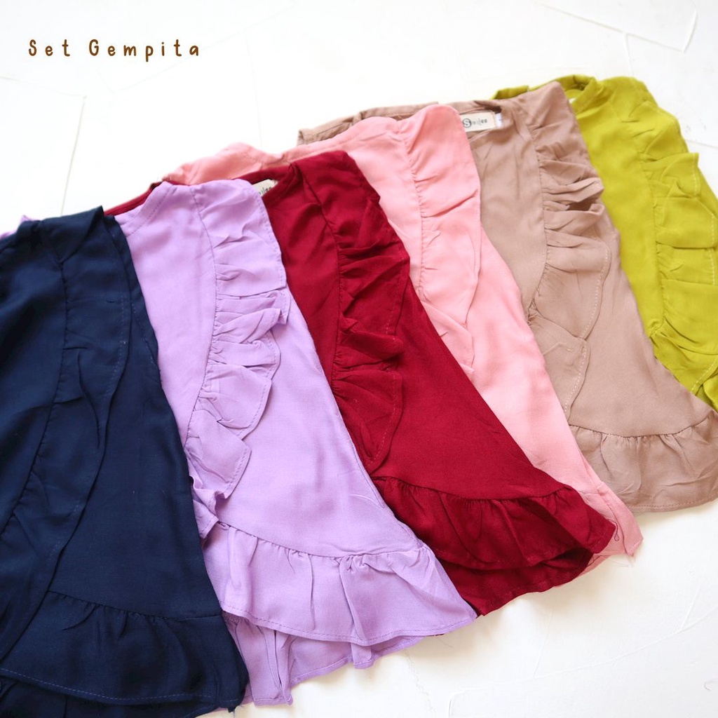 PROMO 7.7 Setelan Gempita Ruffle 1 - 5 Tahun Smilee Setelan Ruffle Gempita Rayon Anak Lucu Adem