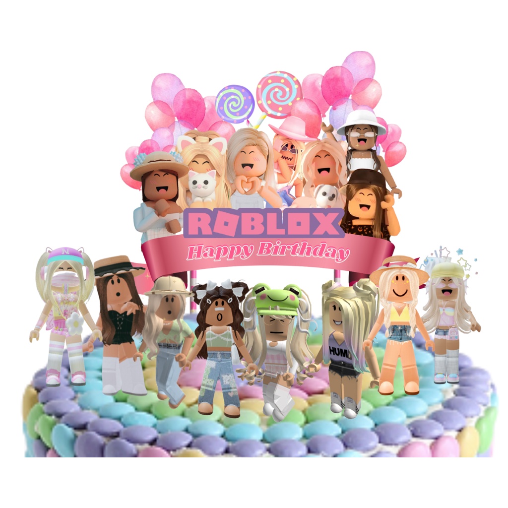 

cake topper roblox girl /hiasan kue happy birthday