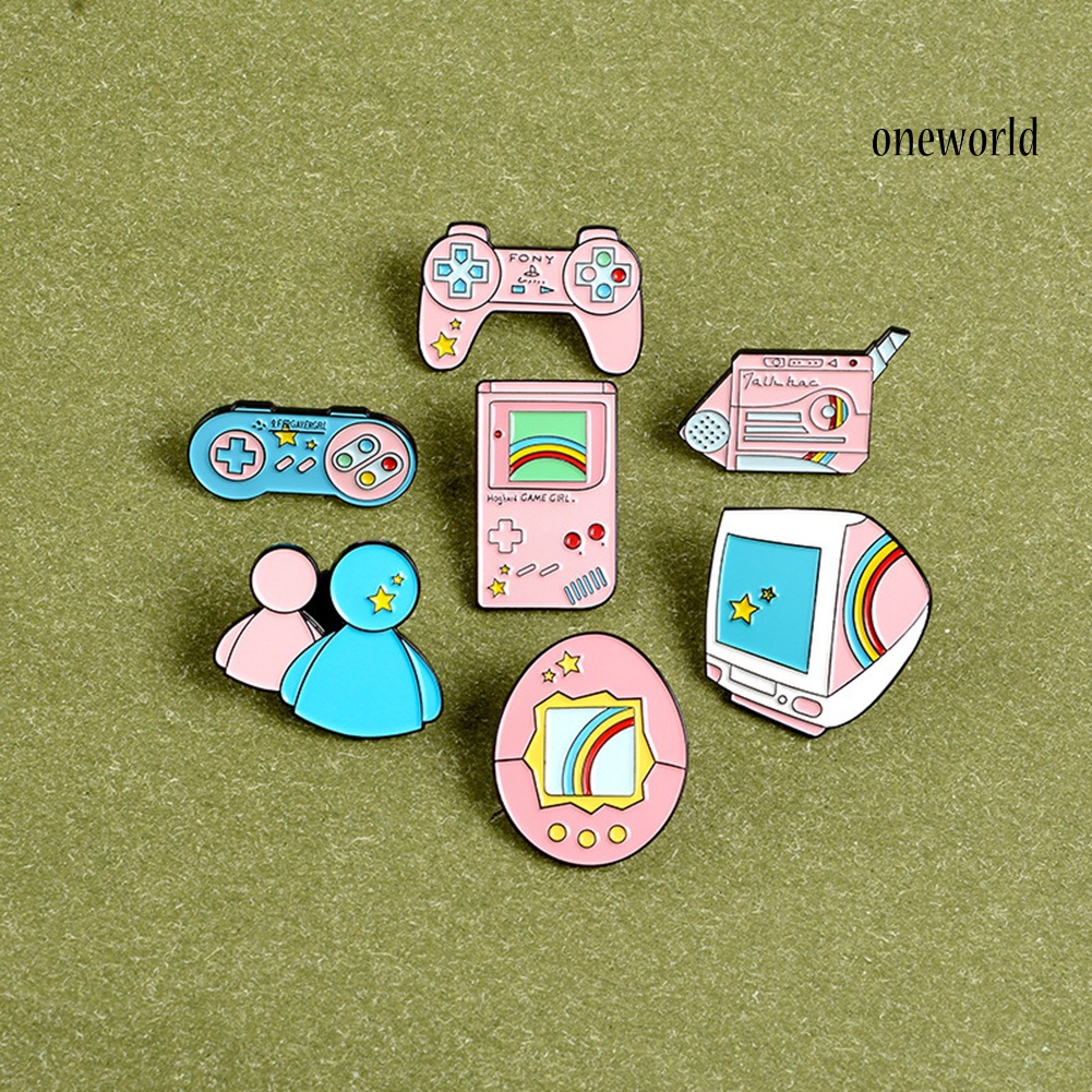 OW@ Cute Unisex Computer Game Machine Enamel Brooch Pin Bag Lapel Badge Decoration