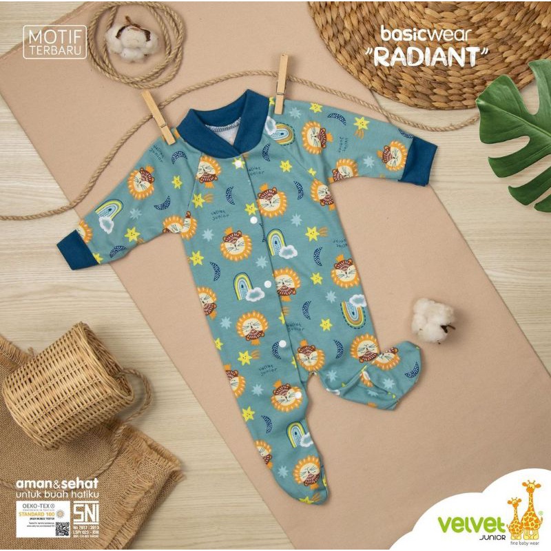 Velvet Junior Jumper Bayi TUTUP KAKI sleepsuit Baju tidur anak Baru Lahir New born