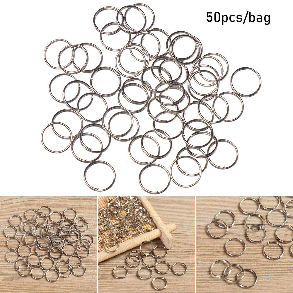 Nanas 50 Pcs Gantungan Kunci Cincin Stainless Steel Alloy Tag Sekrup Lock Outdoor Camping Keyring Lingkaran Loop