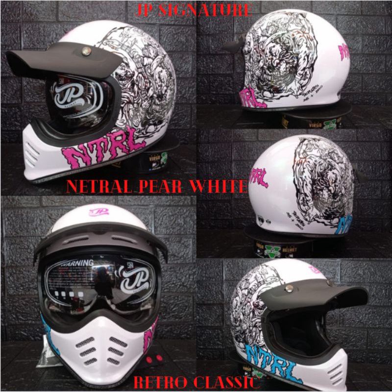 JPX HELM JP SIGNATURE NETRAL PEARL WHITE ORIGINAL RETRO SNI DOT