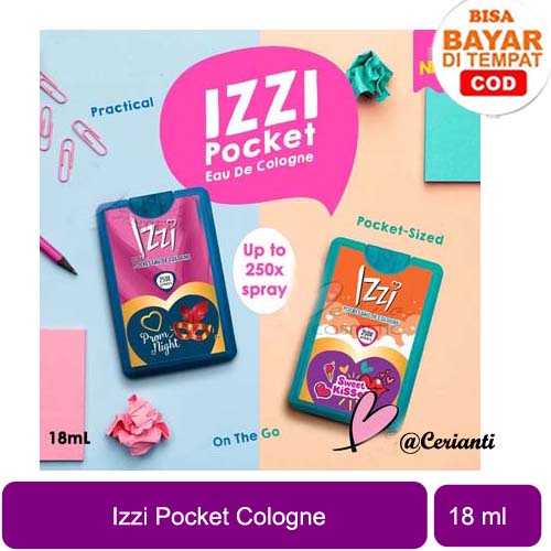 IZZI Parfum Spray Badan Pocket Eau De Cologne Prom Night | Sweet Kisses | Hello Romance 18ml