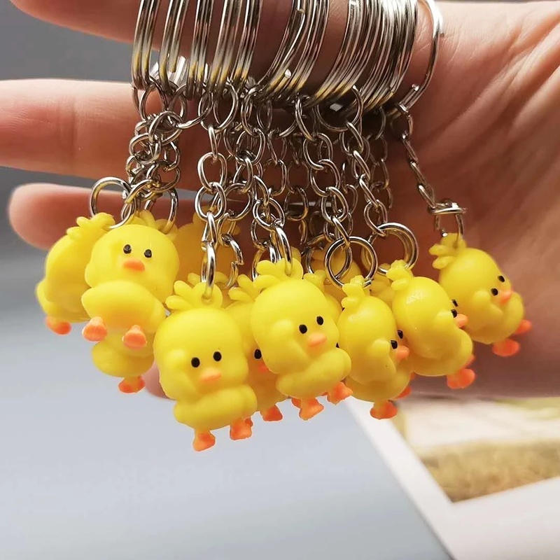 Bebek Kuning Kecil Yang Lucu Tas Ransel Mobil Duckling Keychain Liontin Aksesori Dekorasi Gantungan Kunci