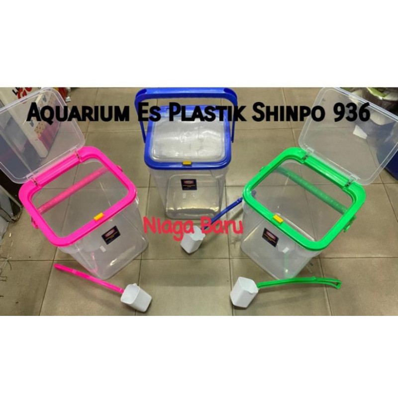 AQUARIUM ES BUAH PLASTIK SEGI 35 LITER SHINPO