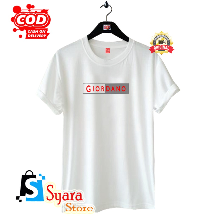 Kaos Distro // Kaos Giordano Blok Silver Text Merah // Baju Kaos Pria Pakaian Pria & Wanita Kaos Dis