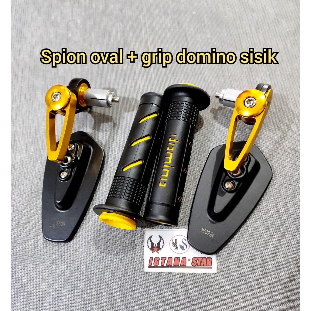 Spion Jalu Oval Hitam Universal Spion Jalu hitam polos premium plus grip domino/emas