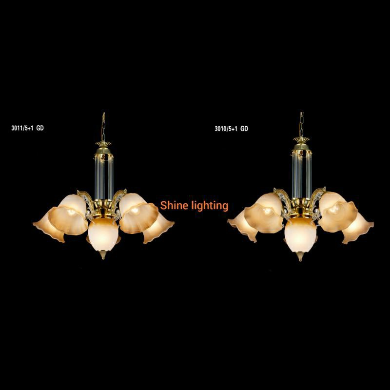 Lampu gantung minimalis gold cabang 6 ruang tamu/ruang makan