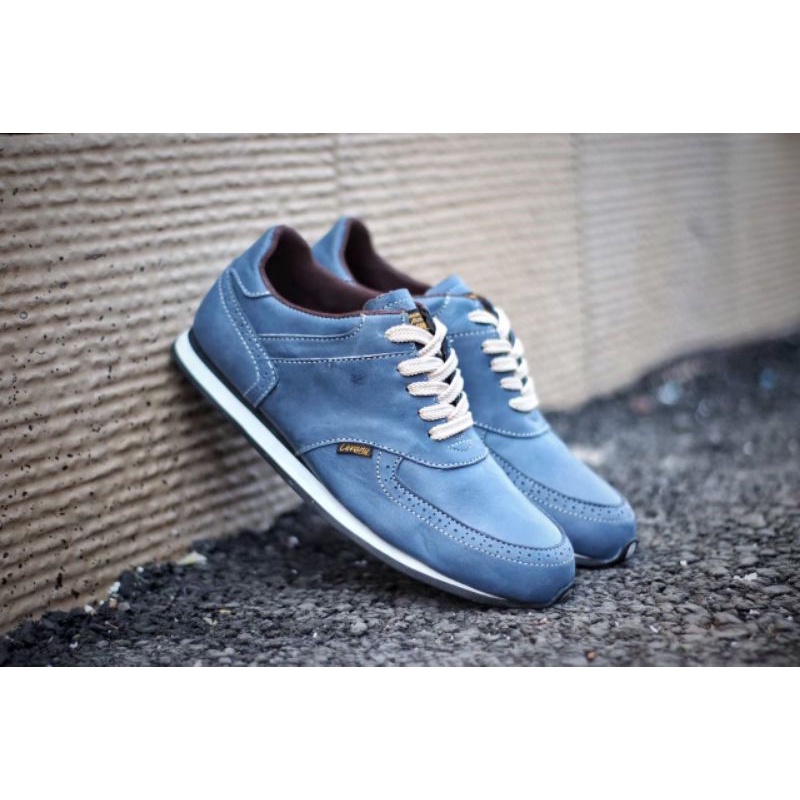 EZRA NAVY -Sepatu Casual Kasual Sneakers Pria Kulit Asli/Cowok/Men Lokal Ori Original Footwear