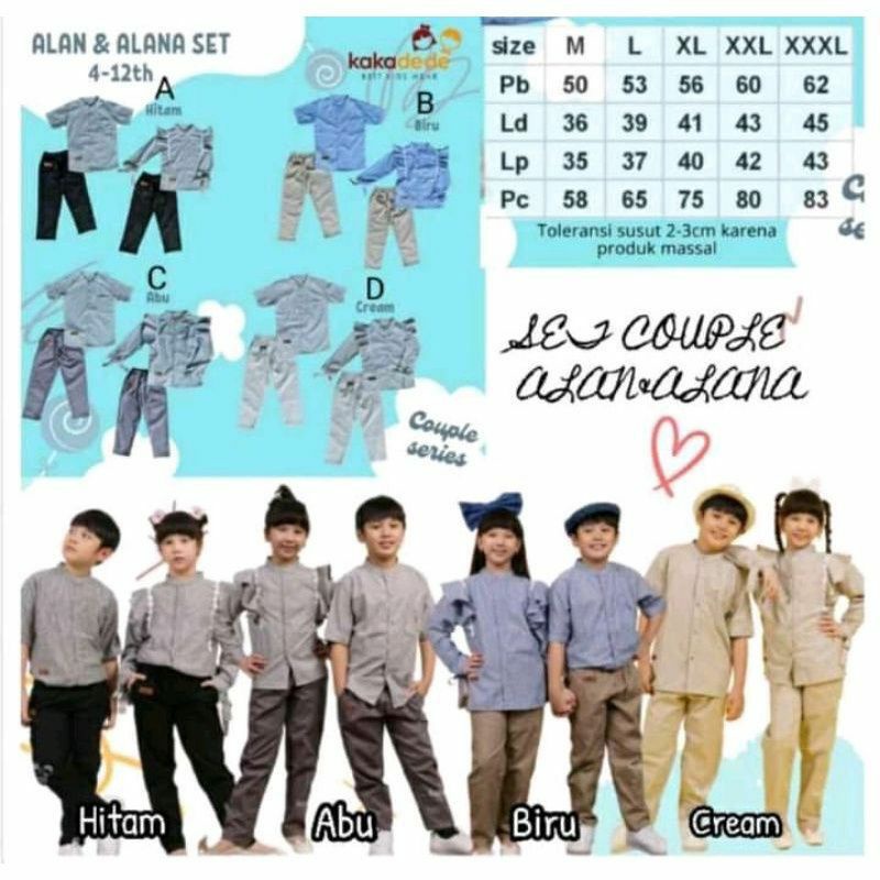 Set Alan dan Alana Setelan Couple Kakadede Setelan Couple Keren Setelan Kakadede Branded Setelan Couple Keren 4-12 tahun-2