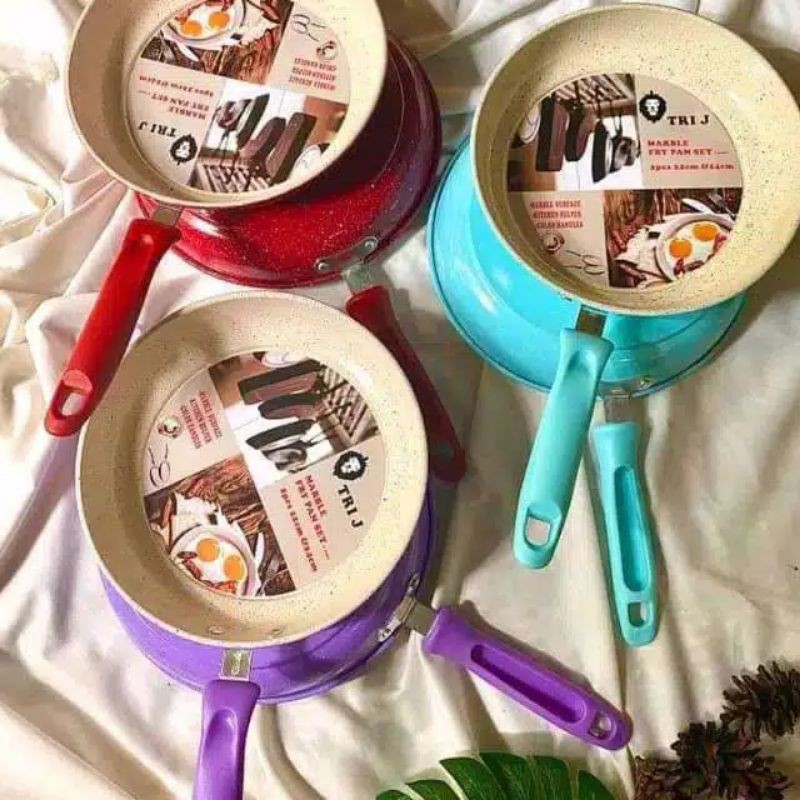 FRY PAN MARBLE TRI J SET ISI 2 / FRY PAN TRI J 22CM 24CM
